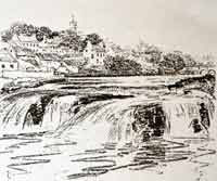 Print of salmon weir at Ballyshannon