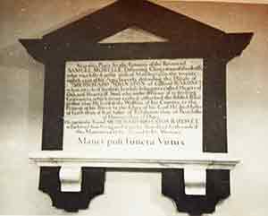 Photograph of Meorial Plaque to Rev Samuel Morell
