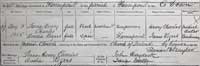 Photo of marriage cert of Thomas Charles & Amelia Rogers